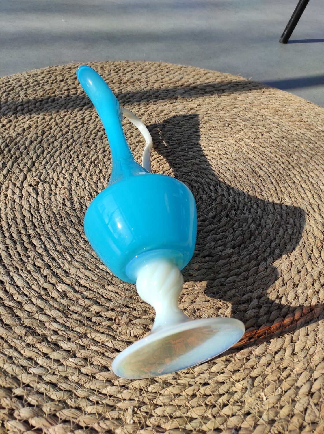 Murano blue opaline carafe vase