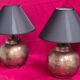 pair of hammered copper bedside lamps 41x30 very good condition elec ok