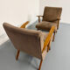 Set of 2 vintage wooden and fabric armchairs designed in the 1960s.