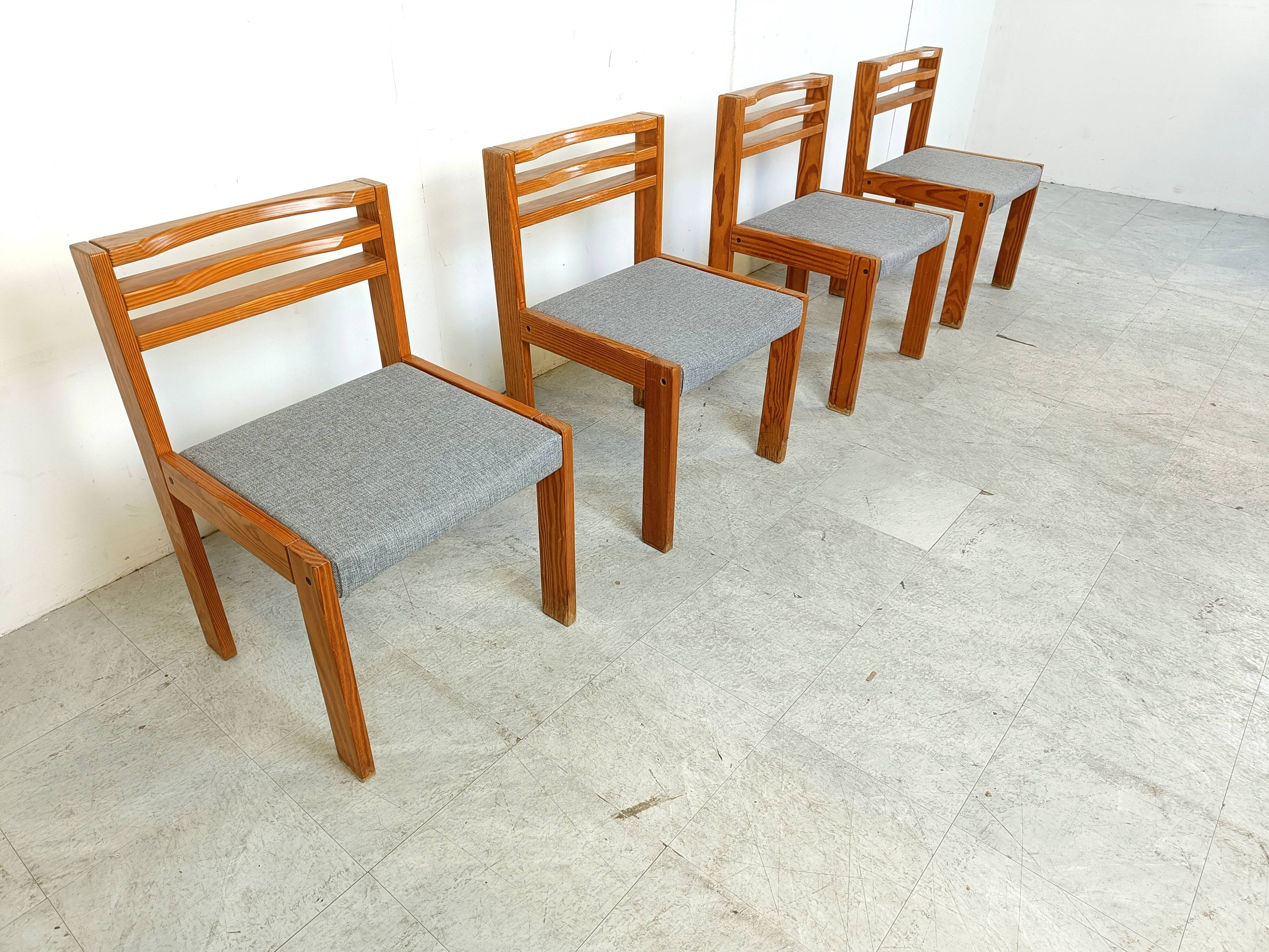 Set of 4 pine wood SG 1200 dining chairs by Cees Braakman, 1970s