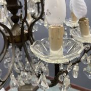 Vintage Bronze & Crystal Chandelier, 15 Lights, 1950s
