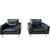 Lot de 2 fauteuils en cuir au design vintage