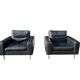 Lot de 2 fauteuils en cuir au design vintage