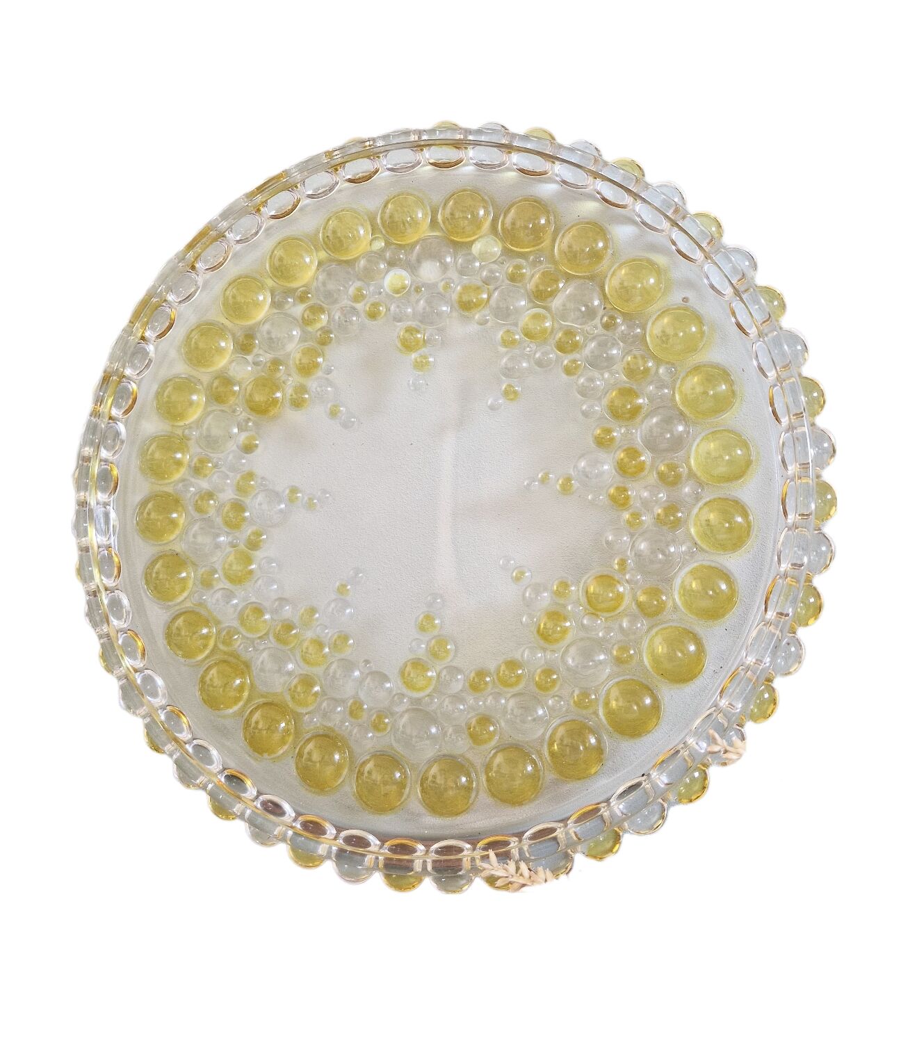 Vintage glass cake plate walther glass bubbles embossed