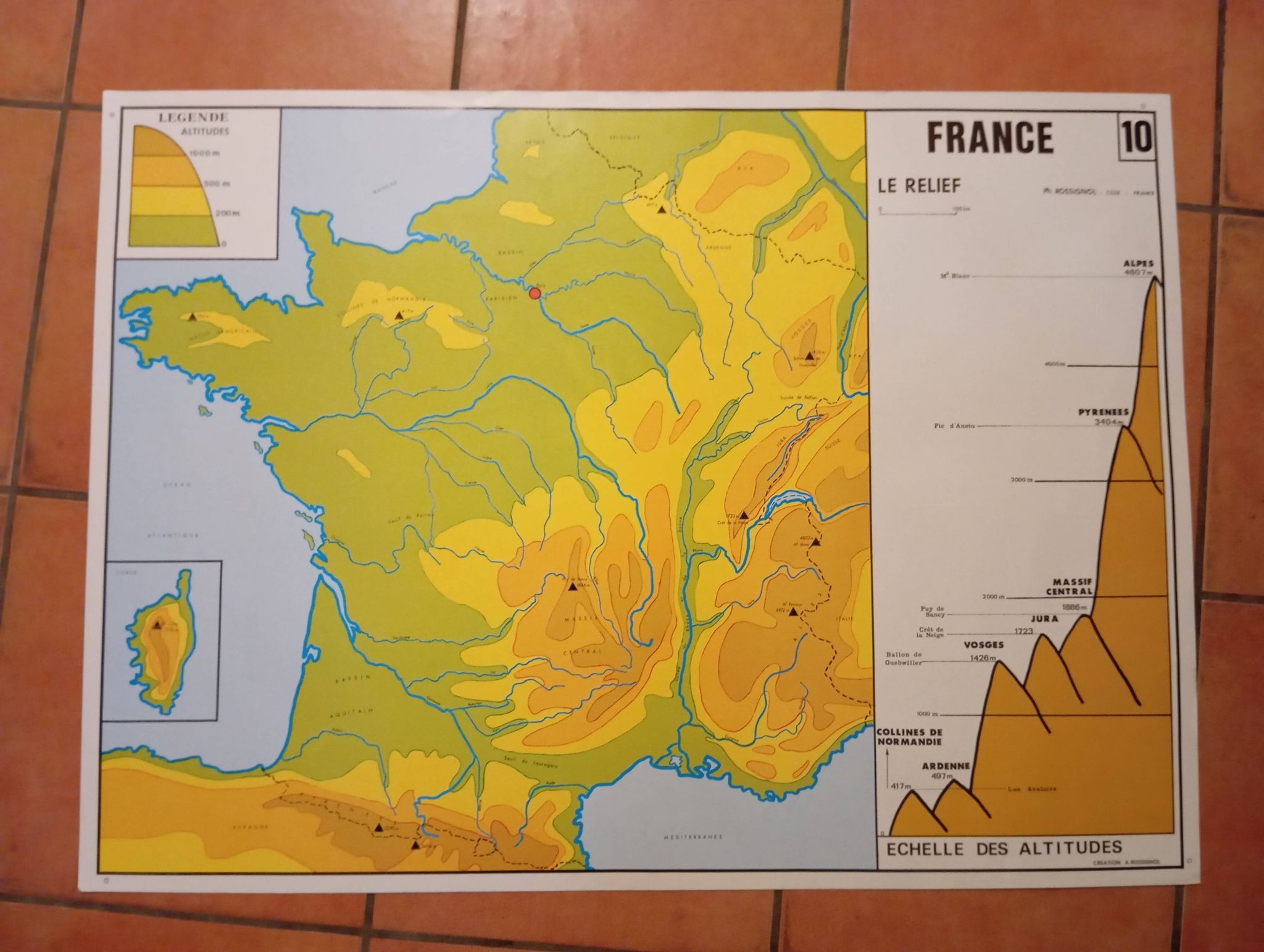 Carte scolaire : l'eau n°9 / france le relief n°10