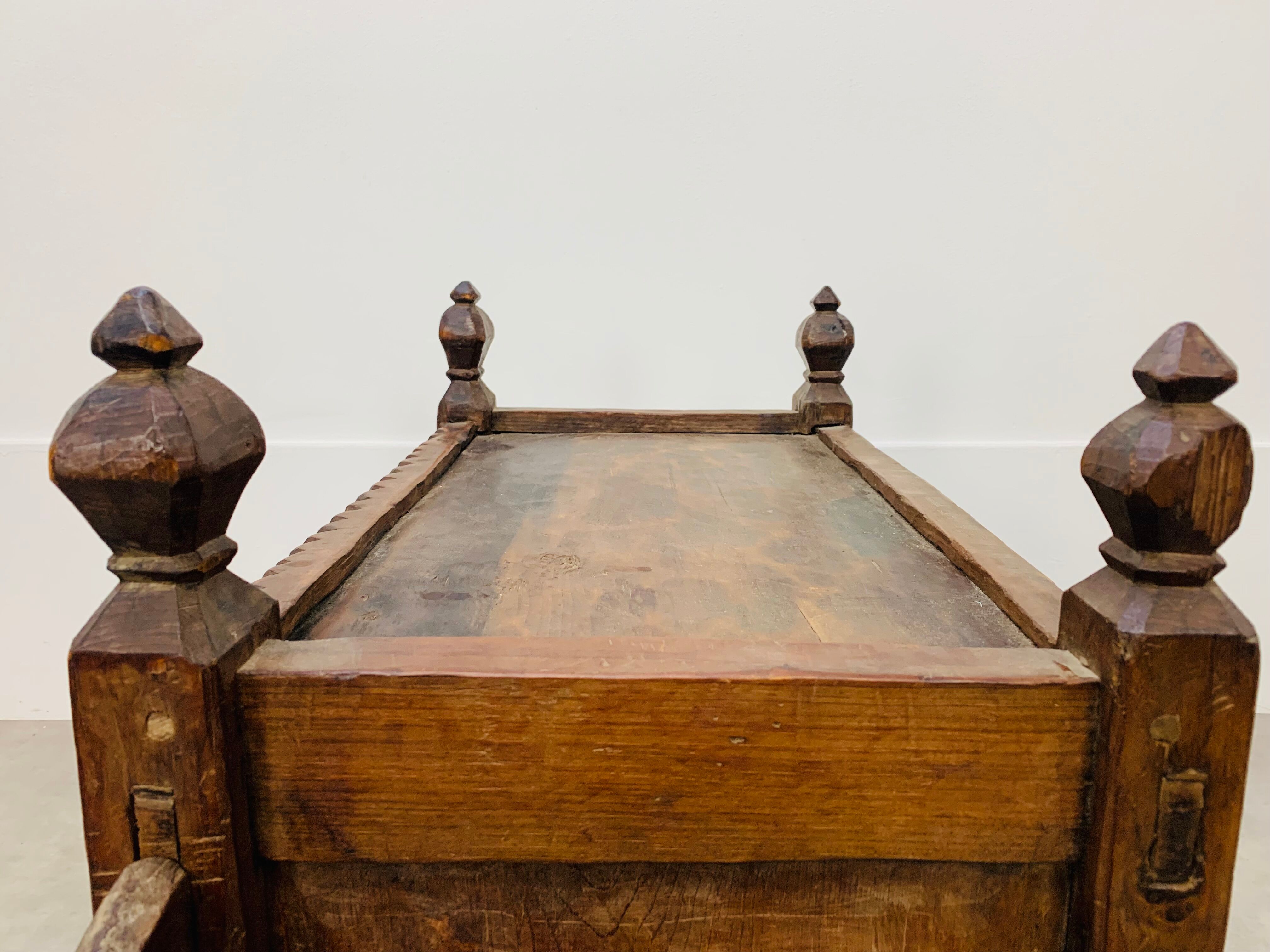 Old oriental wedding chest solid wood primitive design