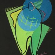 Small cubist painting. France, 1950s.