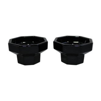 Pair black candle holder octime arcopal france