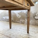 1950s pine and oak farmhouse table with multiple drawers