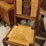 Straw chair with straw back