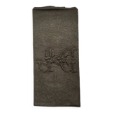 Old embroidered table napkin J G Dark Khaki Green