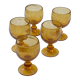 5 wine glasses in blown glass and vintage golden yellow bubble