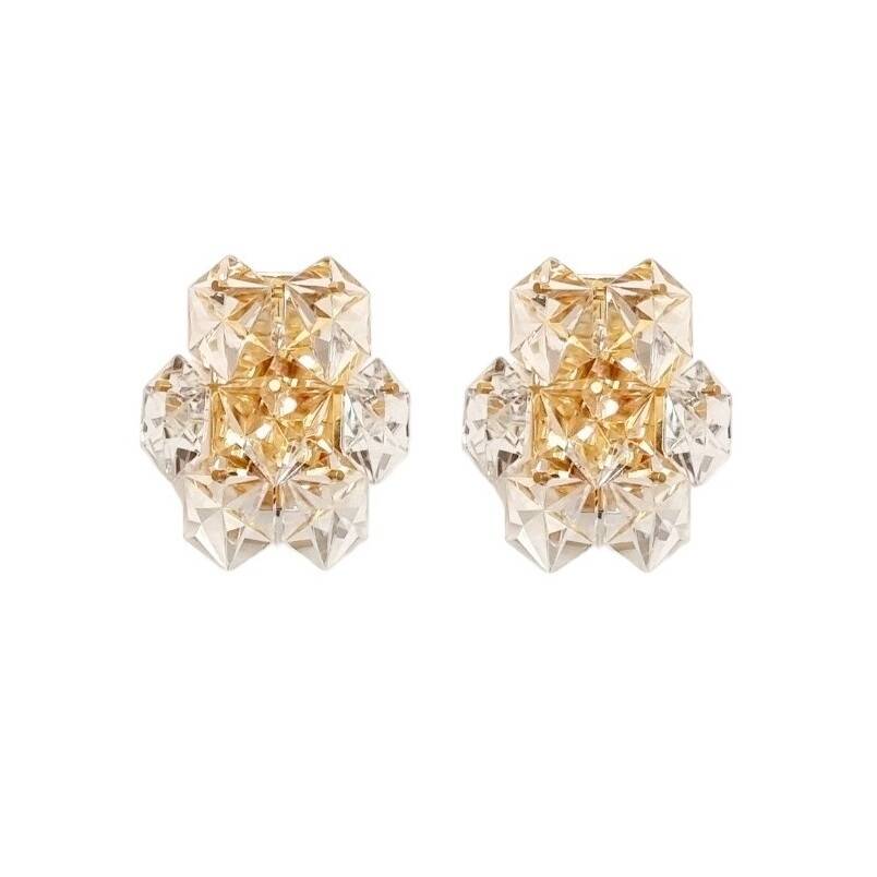 Pair of Faceted Crystal Wall Lights/Sconces from Kinkeldey, Germany, 1970s