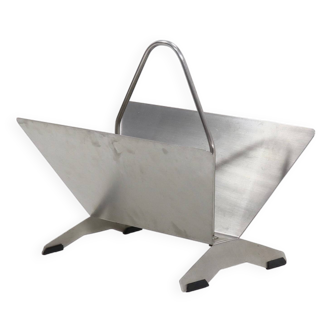 Brushed Steel Magazine Rack 1980s