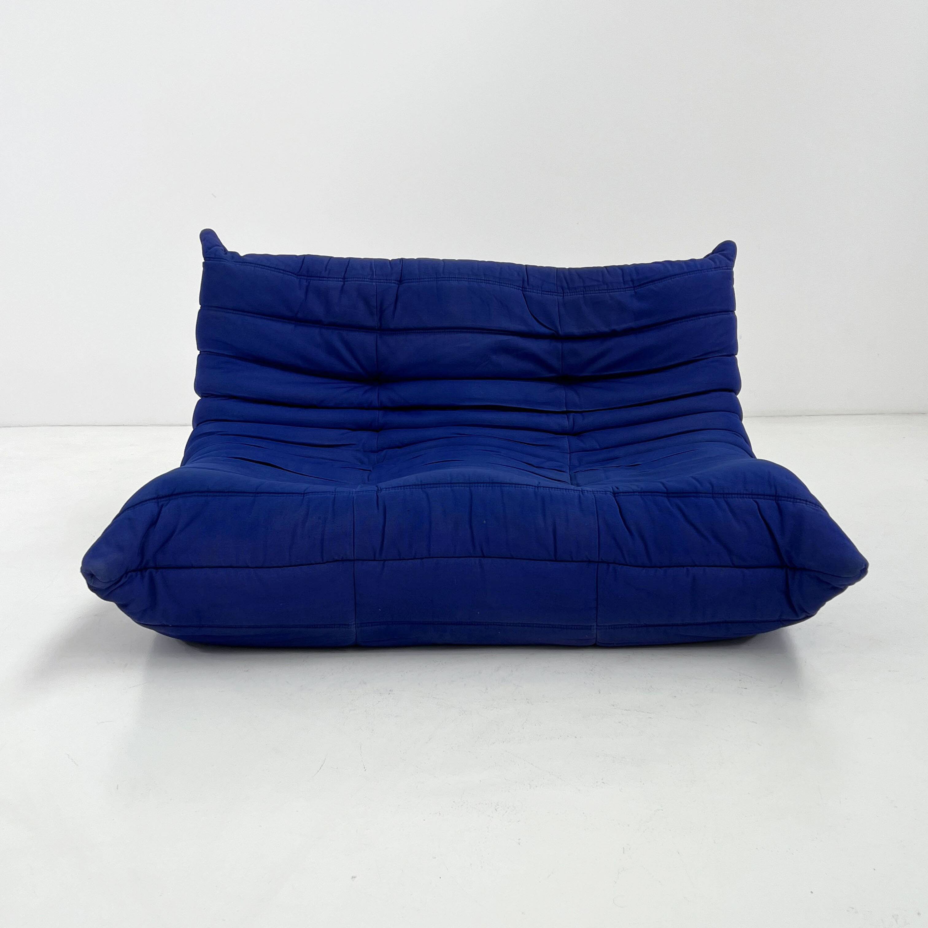 Togo 2 royal blue chairs by Michel Ducaroy for Ligne Roset, 1970