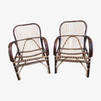 Pair of rattan armchairs