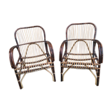Pair of rattan armchairs