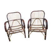 Pair of rattan armchairs