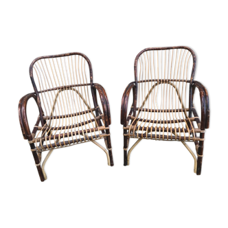 Pair of rattan armchairs