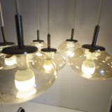 Lustre cascade à 6 gouttes d'eau en verre fumé léger 1960