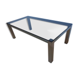 Smoked glass and stainless steel coffee table from the 70s