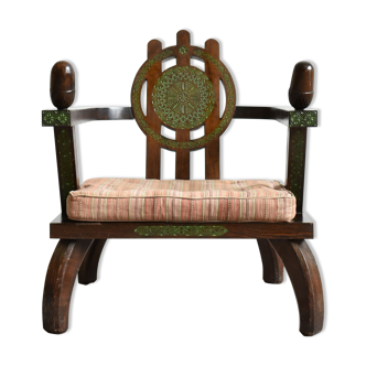 Lounge chair by Ettore Zaccari, oak with carved details, original condition, c1910