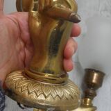 Pair of golden bronze flambeau sconces