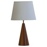 Modern Danish, a conical table lamp in teak, 1980s.
