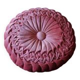 Pink braided rosette velvet cushion