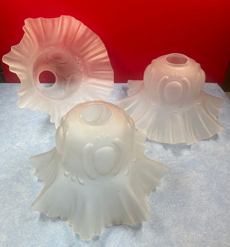 Set of 3 large lampshade ceiling lamp corolla molded glass set of 3