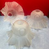 Set of 3 large lampshade ceiling lamp corolla molded glass set of 3