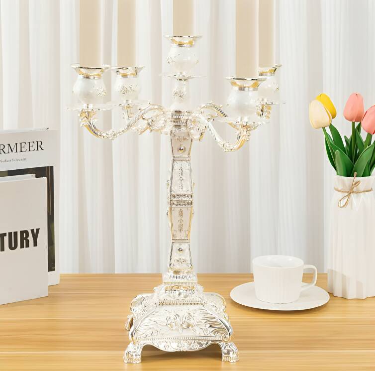 European 5-Head White Candle Holder, Home decor