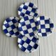 Set of 5 blue and white checkered porcelain dessert plates