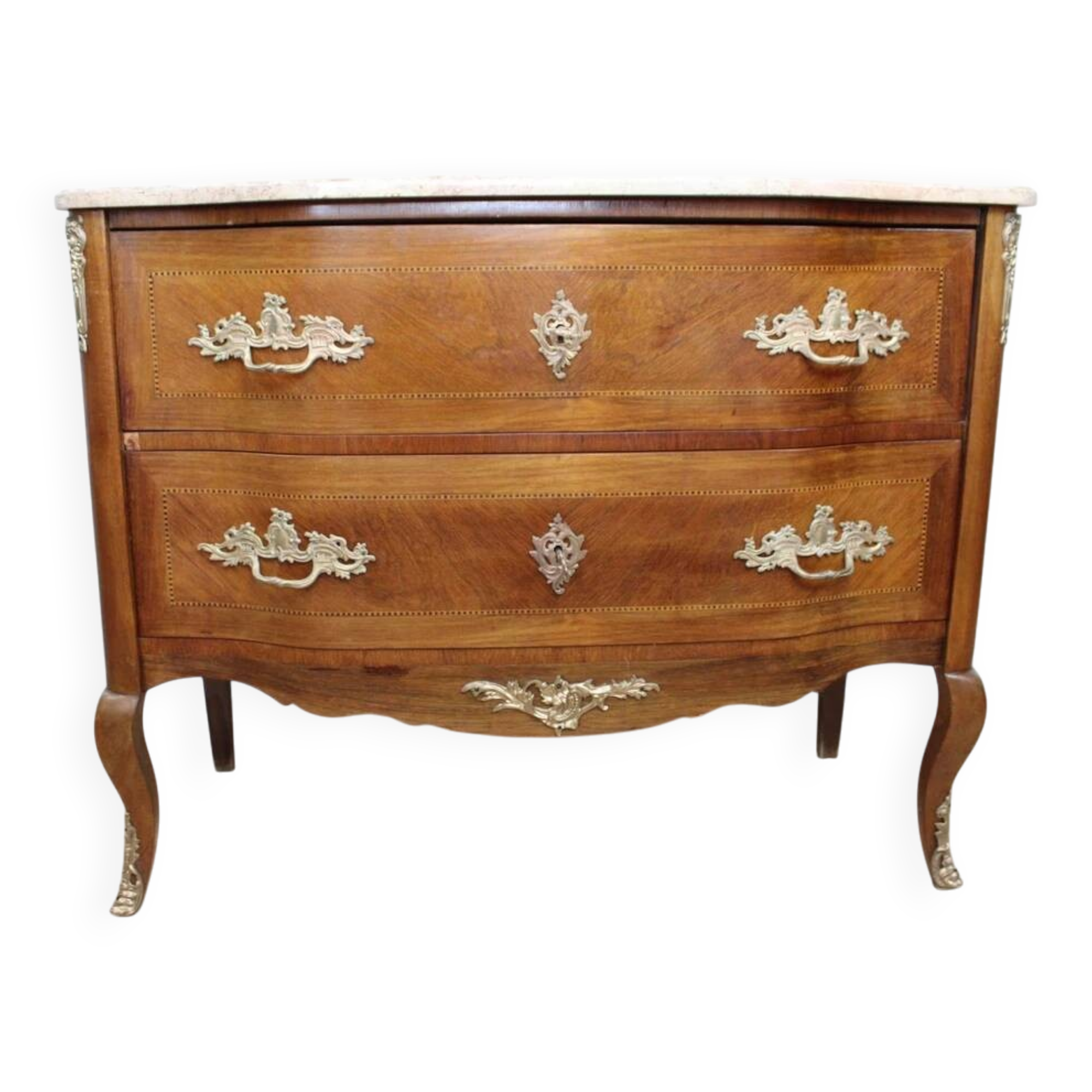 Pink marble top chest of drawers