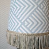 Bamboo ceramic lamp and fringed lampshade