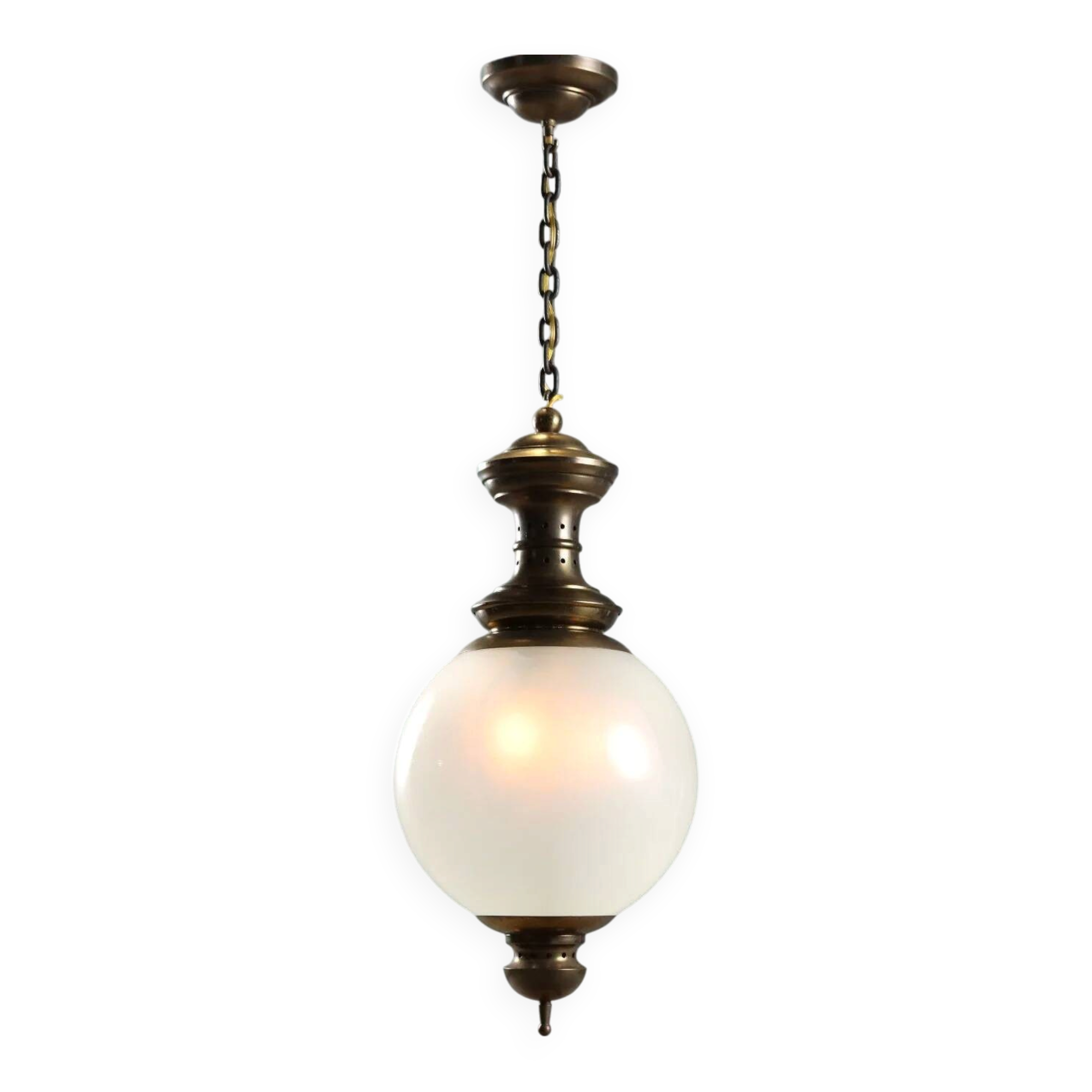 Vintage glass and brass pendant, Italy, 1950s