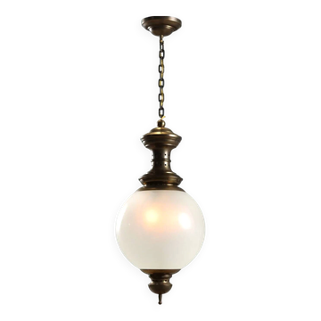 Vintage glass and brass pendant, Italy, 1950s