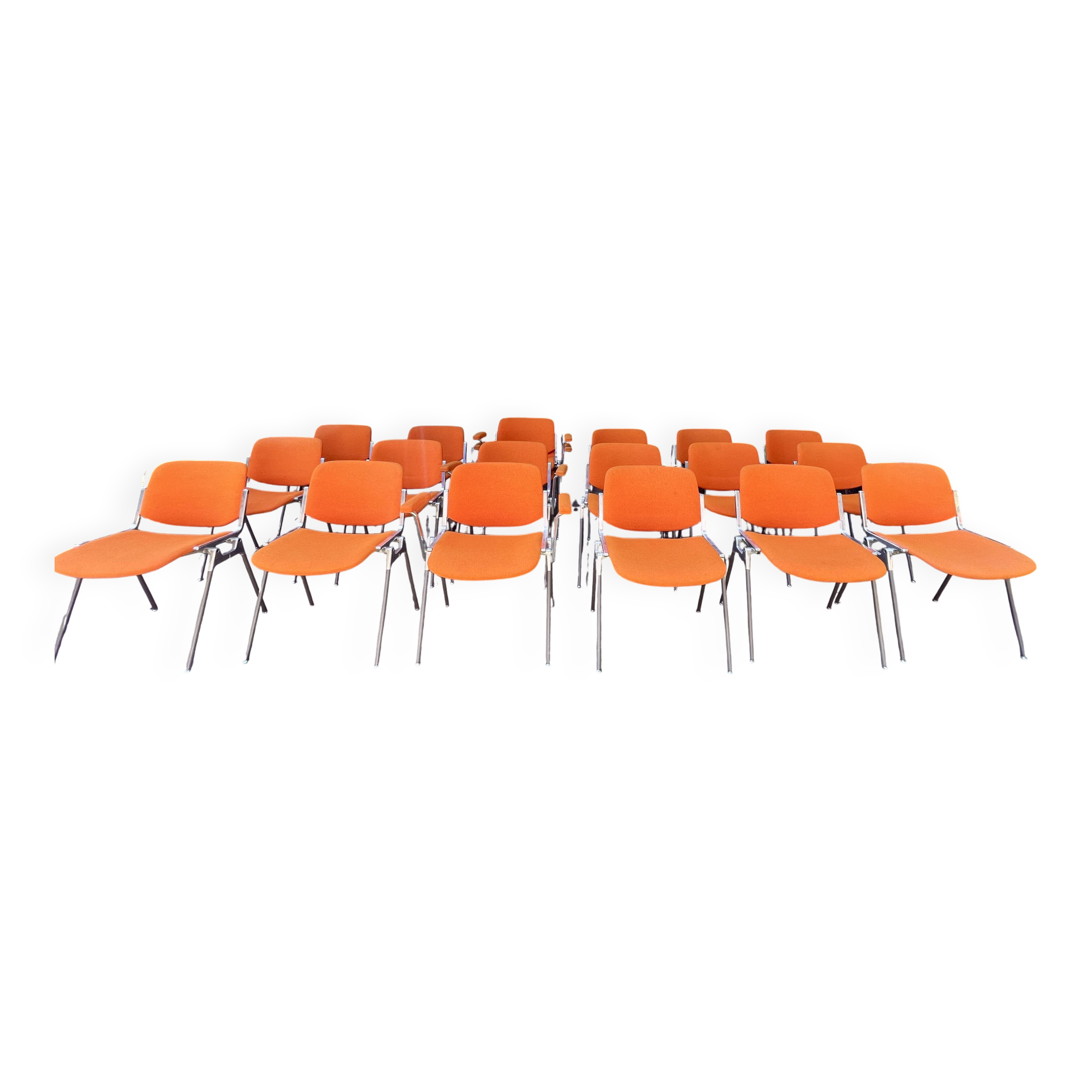 Set of 8 orange Castelli chairs