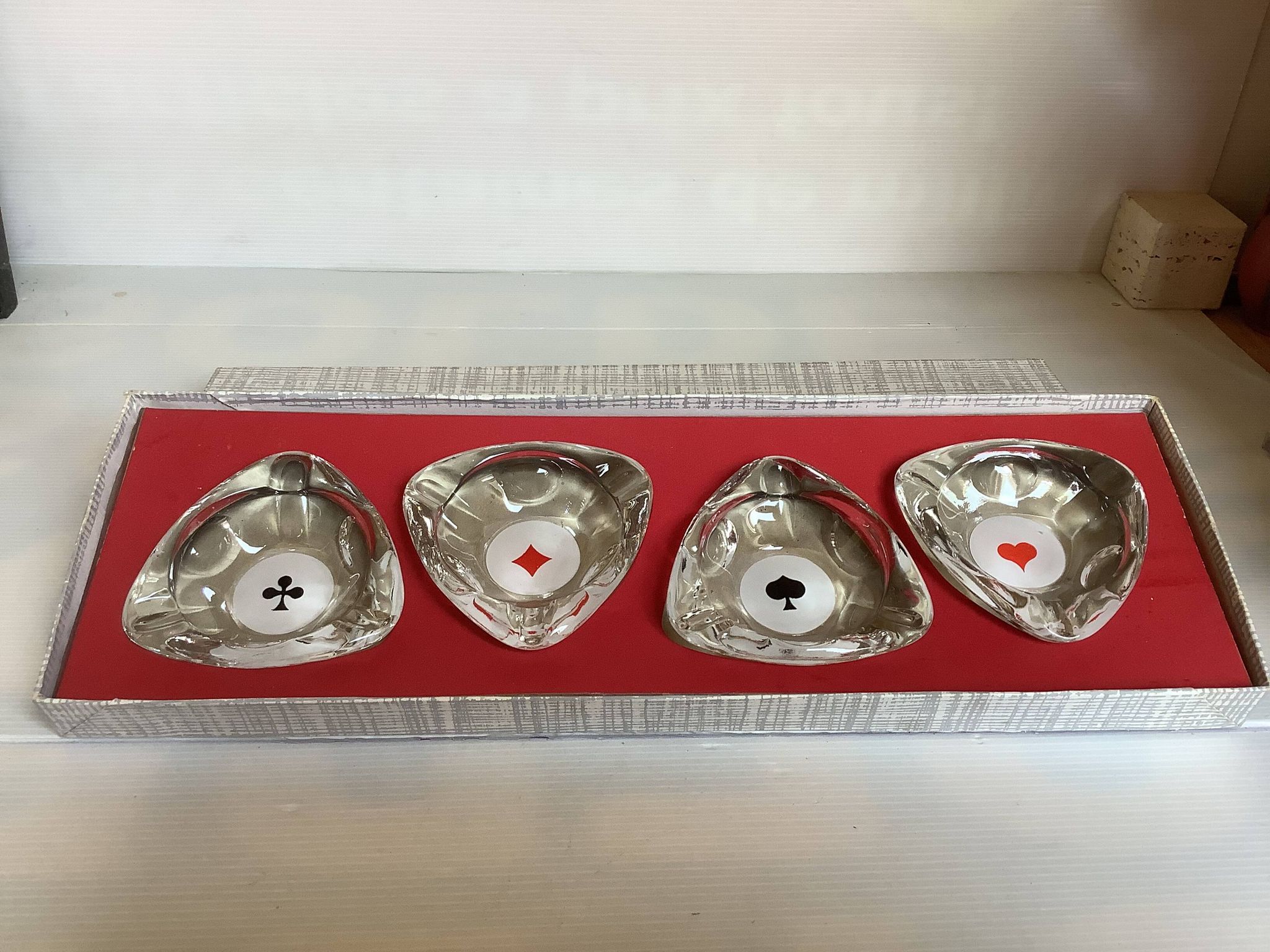 Four ashtrays playing cards spade diamond club heart