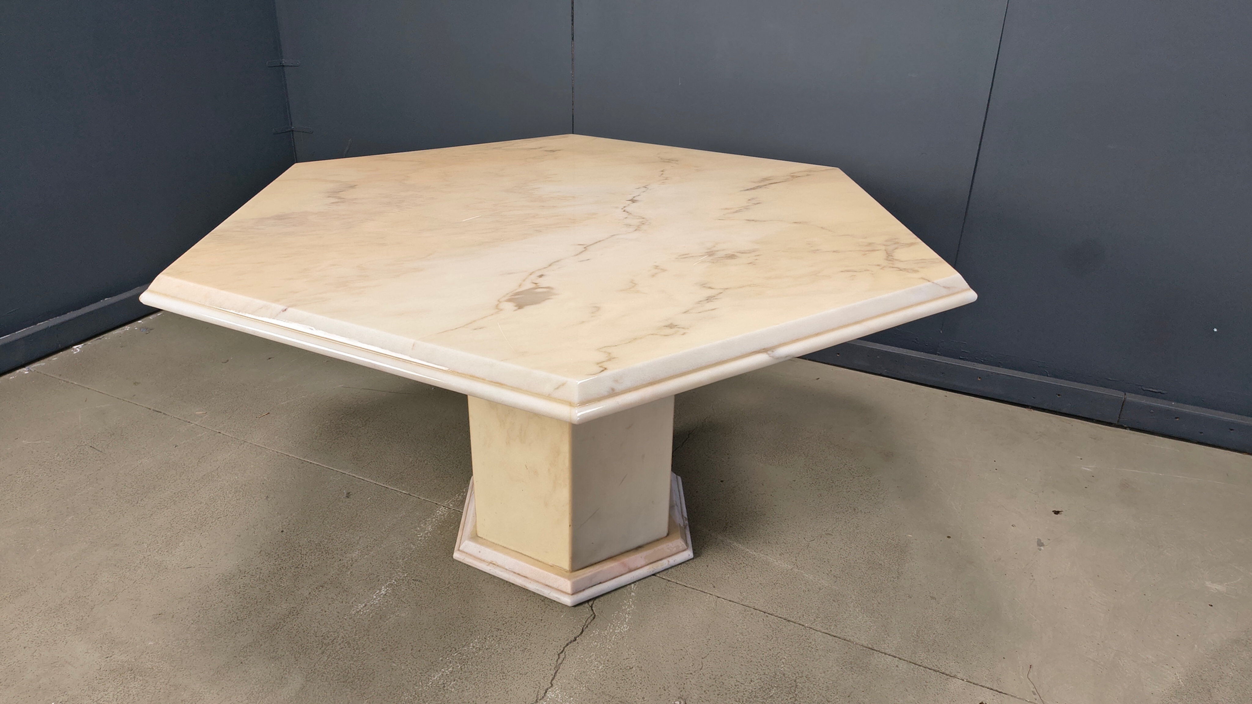Octagonal Italian marble dining table 1970s