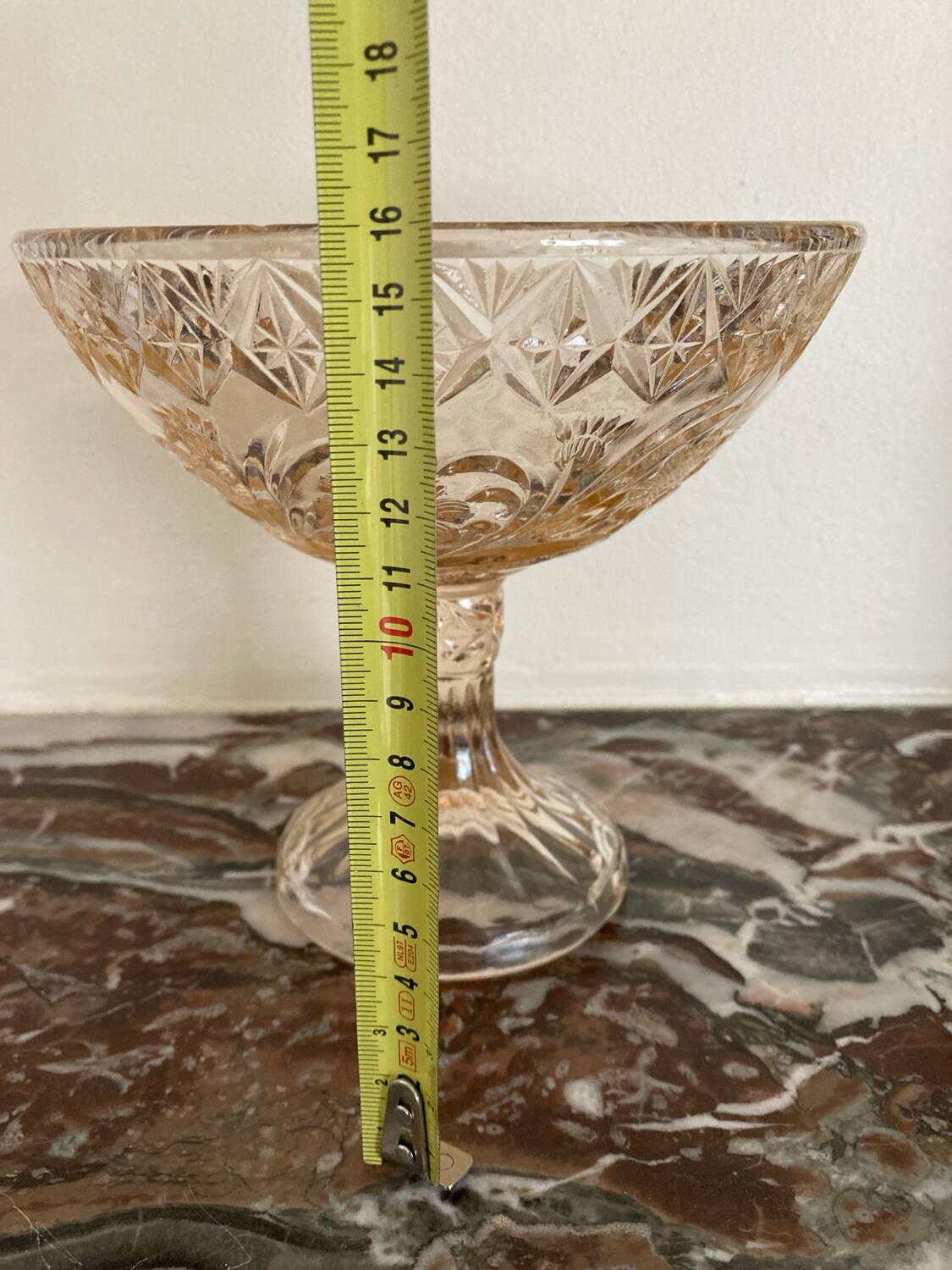 Pink glass footed bowl