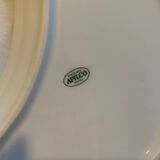 Set of 6 white porcelain plates with gold rims, Apilco