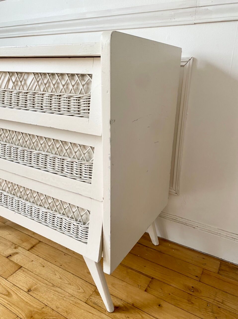 Vintage rattan chest of drawers