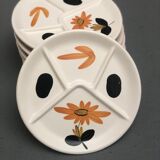 Suite of 8 compartmentalized plates for mixed salads
