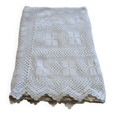 Dessus de lit / nappe / rideau ancien en crochet