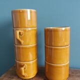 7-cup bistro coffee set in caramel mustard color