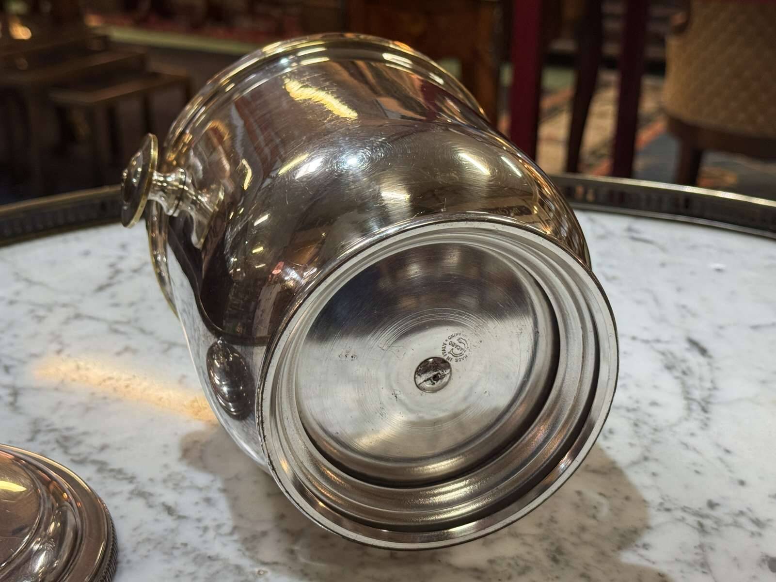 Italian silver-plated metal ice bucket from the 1970s.