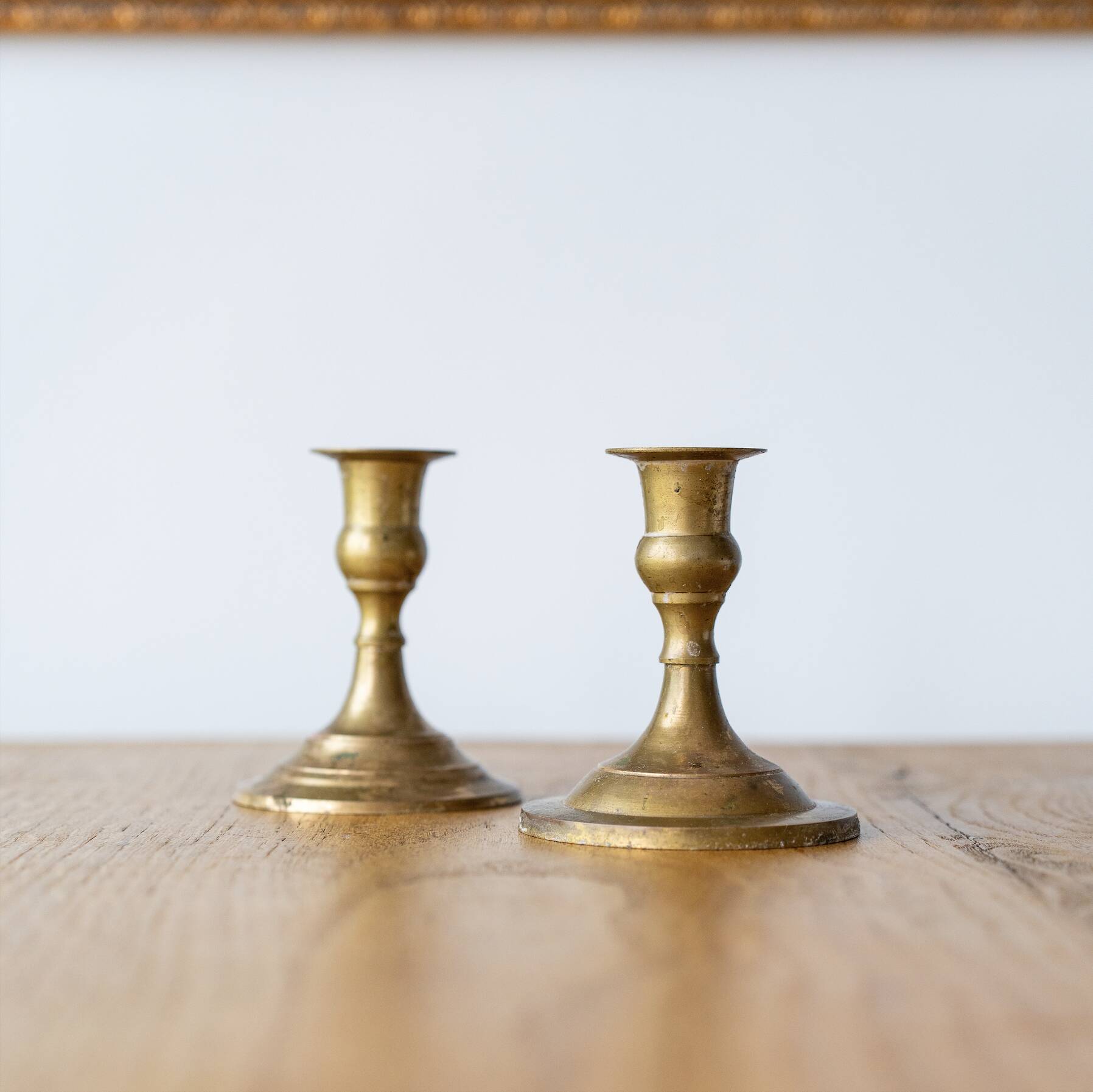 Pair of brass candlesticks, 11cm