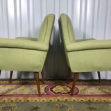 Paire de fauteuils vintages scandinaves 1960 vert