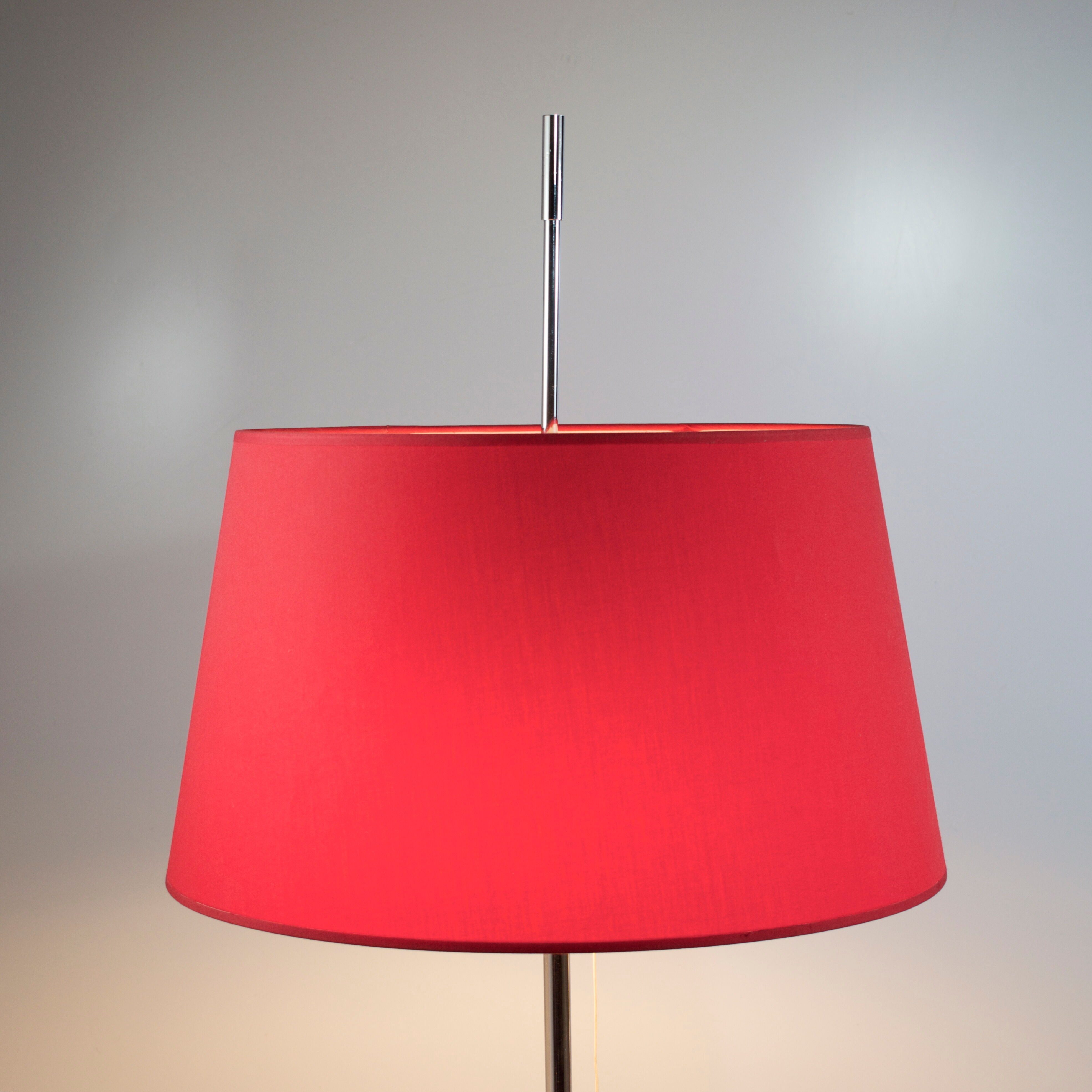 1960 chrome lamppost and red lampshade, double lighting